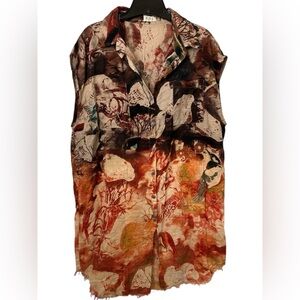 POL Abstract Print Sleeveless Shirt Dress NWOT Large
